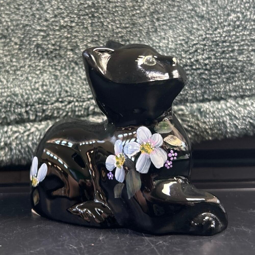 Fenton Lennox Black “Perky Cat” Hand Painted Signed by Artist - Picture 5 of 11